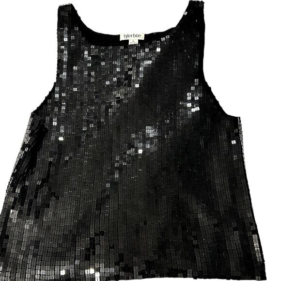 Tyler Boe black square sequin sweater tank. Size  XL - Picture 1 of 8